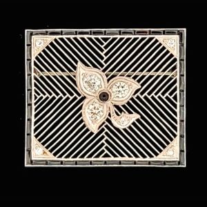 Diamond Platinum Onyx Brooch Pin Large Antique Appraised 19.3 gm